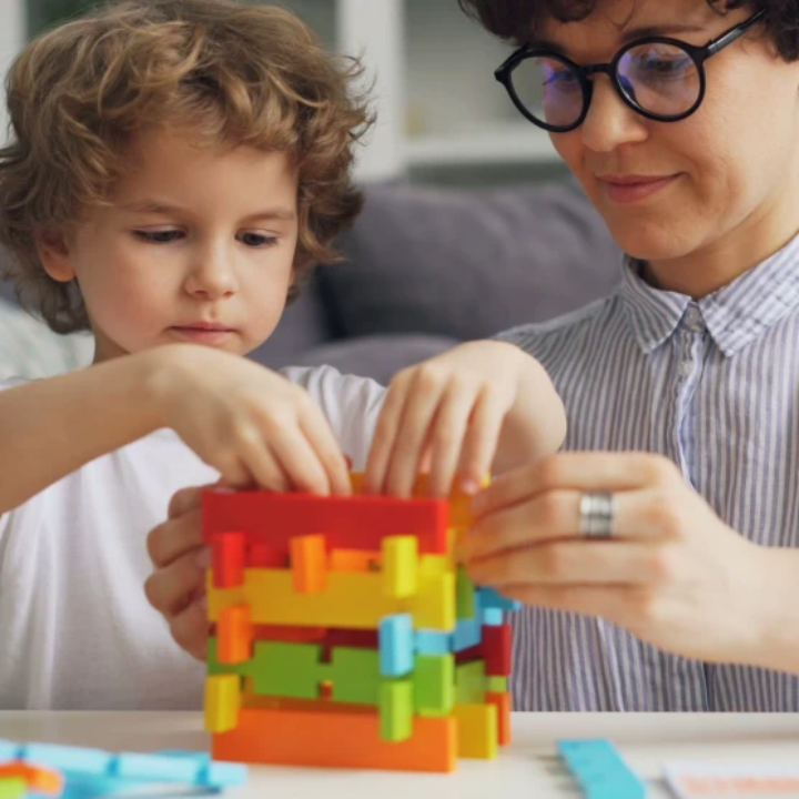 Child engaged in right brain learning activity image