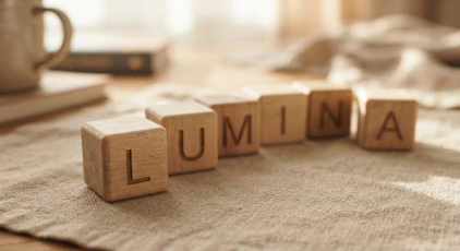 lumina logo in wooden blocks image